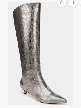 NIB Naturalizer Metallic Silver Snake-Print Tall Boots